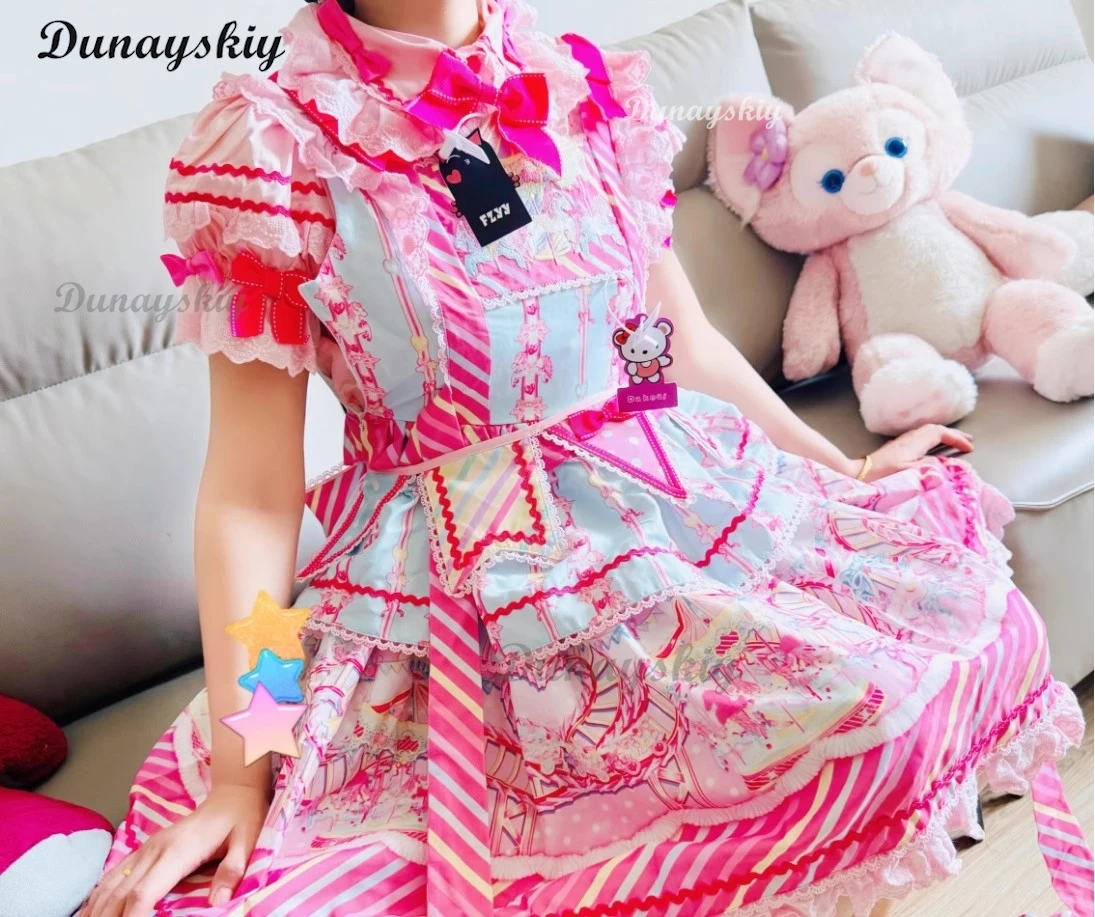 ピンキーパイコスプレ衣装ウィッグ靴アニメ甘いロリータキャンディ遊園地-jsk-ドレスかわいい女の子ドレスアップパーティースーツ