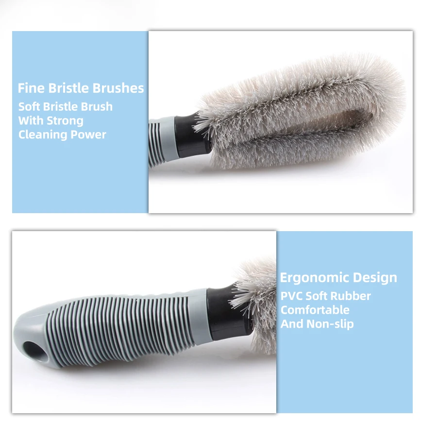 فرشاة تنظيف عجلة الدراجة النارية والمركبات الترفيهية والسيارة 360 درجة ° رأس فرشاة دوارة شعيرات نايلون عالية الكثافة #5