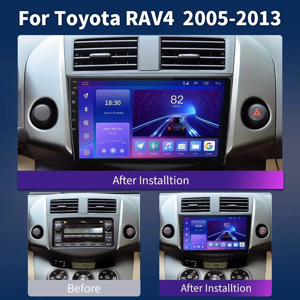CarPlay أندرويد راديو تلقائي لتويوتا RAV4 RAV 4 2005-2012 2013 4G سيارة الوسائط المتعددة لتحديد المواقع 2din autoradio