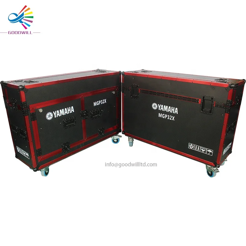 Custom Red Aluminium Stripe MGP32x Hydraulic Flight Road Mixing Console Flip Case