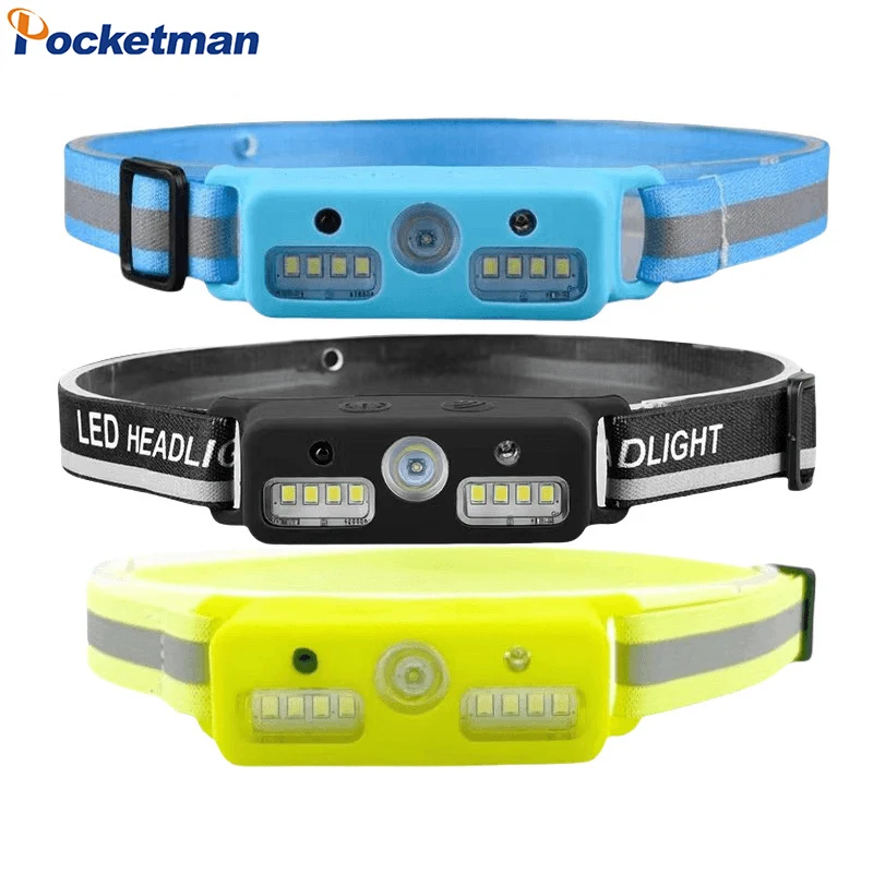 

IR Motion Sensor XPE+COB Headlamp Outdoor Waterproof Headlight Rechargeable Head Lamp Head Flashlight for Camping Hiking 1 PC