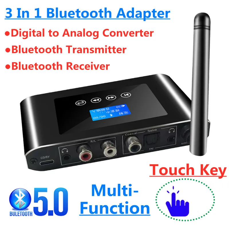 

DAC Digital to Analog Converter Optical Coaxial to RCA 3.5mm AUX Wireless Audio Adapter Bluetooth 5.0 Receiver Transmitter TV PC