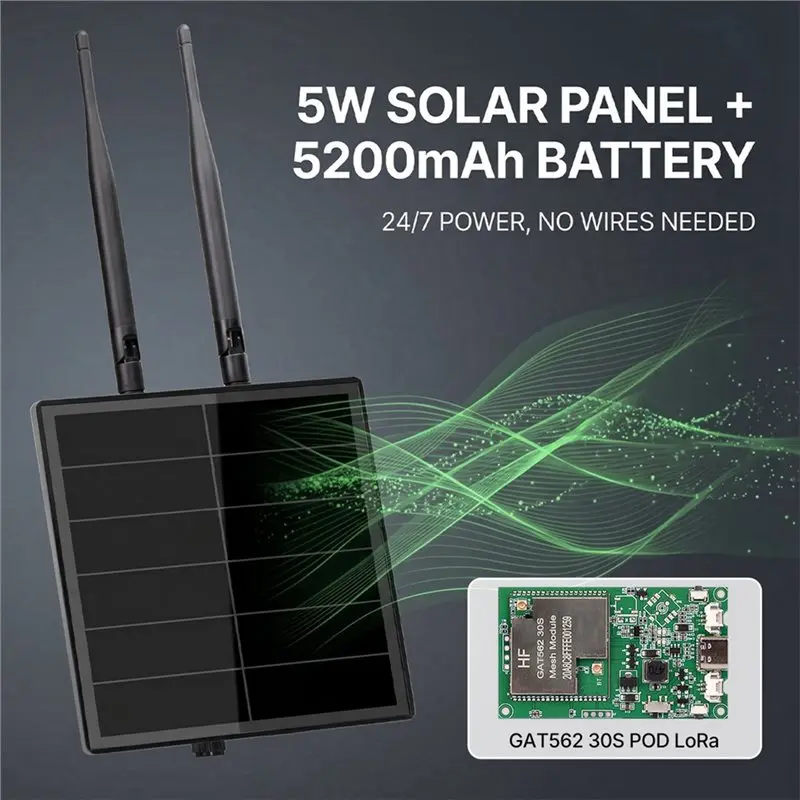 ABVC D5L-G1 Meshtastic Solar Power Lora Repeater Node With 30Dbi Board GAT562 30S Lora Flashing Meshcore Mesh Node 868MHZ