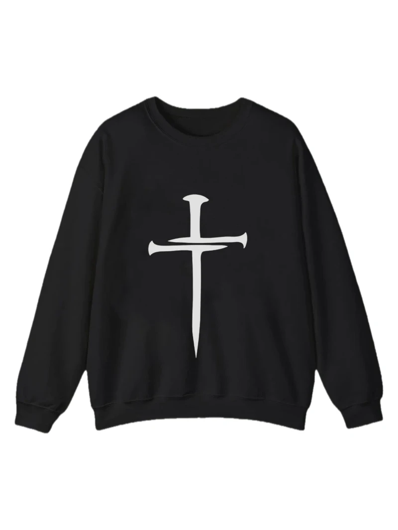 

2025 Autumn and Winter Round-neck Hoodie Mens Black Religious Sweatshirt Loose Fit Long Sleeve Is for Both Men and Women Top