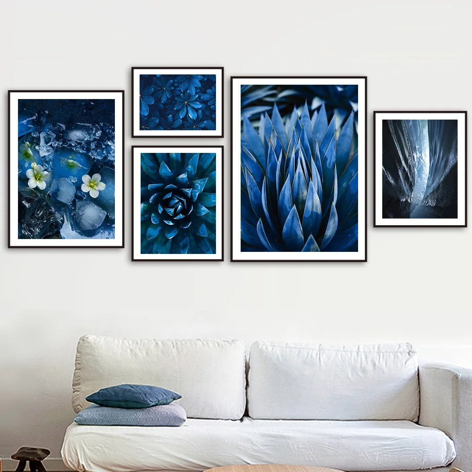 Blue Agave Banana Leaf Flower Mountain Canyon Wall Canvas Painting Nordic Poster And Print Pictures For LivingRoom Home Decor