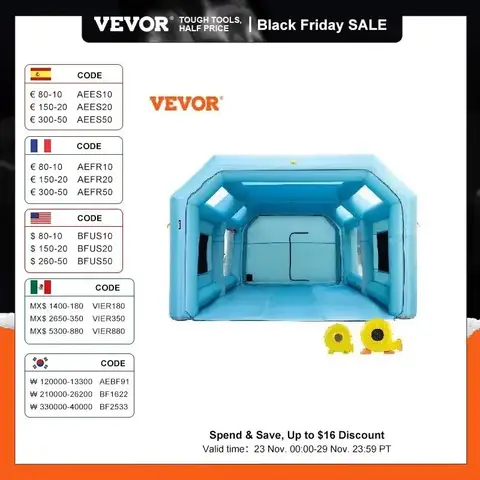 VEVOR 23x13x8ft 풍선 스프레이 부스 휴대용 자동차 페인트 텐트 워크스테이션 필터 시스템 2 송풍기 모바일 쉘터 룸