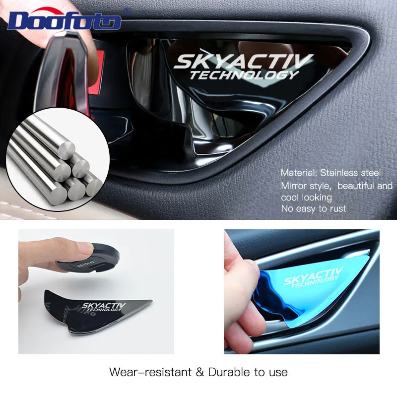 4pcs stainless Steel Car Interior Door Handle Bowl Trim Cover  For Mazda 3 6 CX3 CX-5 CX5 K CX7 CX9 MX5 Axela ATENZA Accessories