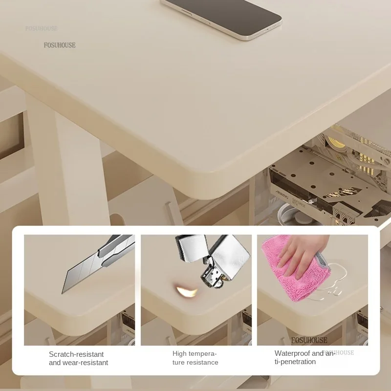 مكاتب الكمبيوتر الاسكندنافية المنزلية واحدة طبقة مزدوجة مكتب كمبيوتر صغير بسيط شقة صغيرة غرفة نوم طالب مكتب قراءة صغير #4