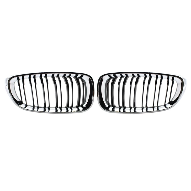 Front Kidney Grill Double Slats Chrome Silver Black Grille For-Bmw 3 Series Gt F34 2014-2017 320I 328I 335I Xdrive