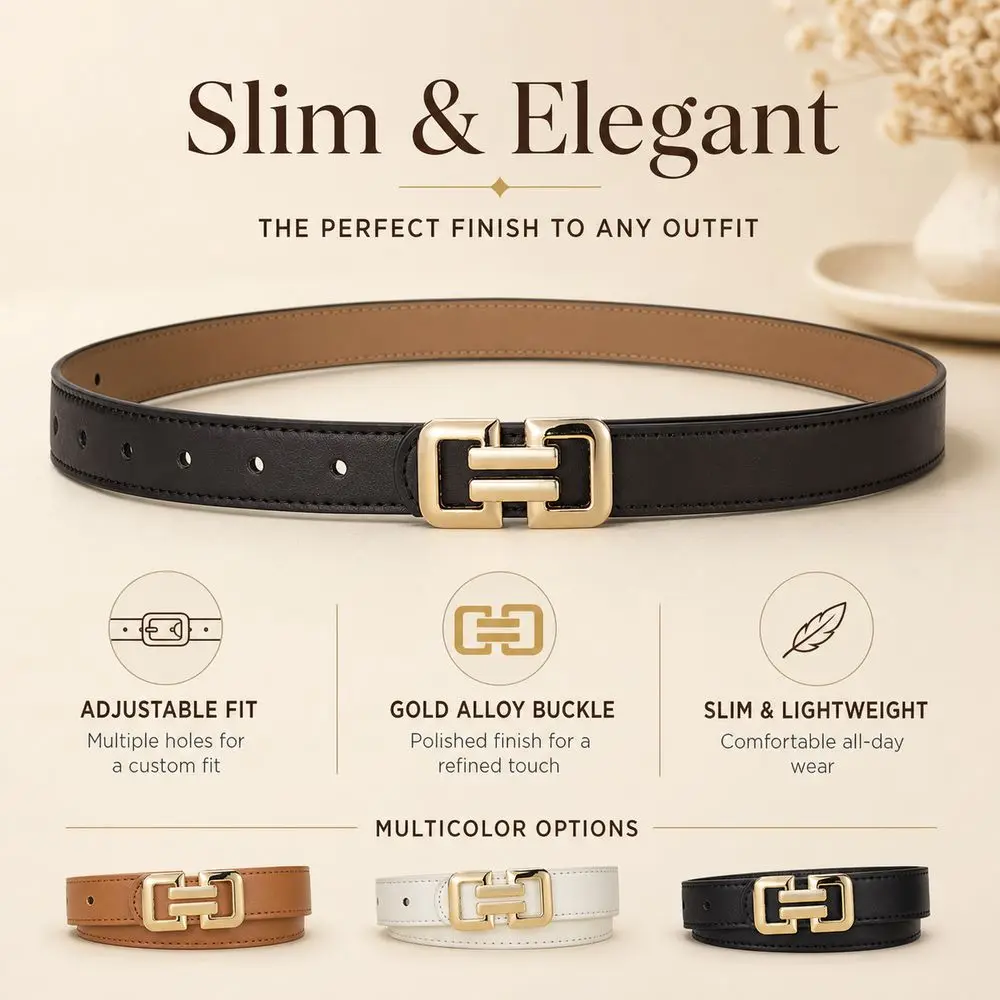 Gifts PU Women Belt Multicolor Alloy Buckle Waist Belt Adjustable Slim Pants Belt Women's Accessories