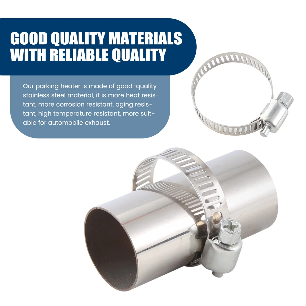 AT77 24Mm Heater Exhaust Pipe Connector Air Parking Heater Stainless Steel Gas Vent Hose with Clamps for Webasto Heater