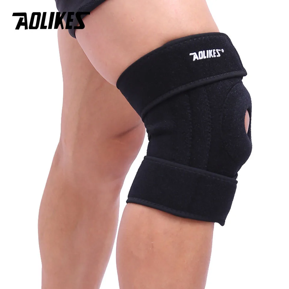 AOLIKES 1PCS Adjustable Elastic Knee Support Brace Patella Knee Pads Hole Sports Knee Protector Kneepad Ginocchiere