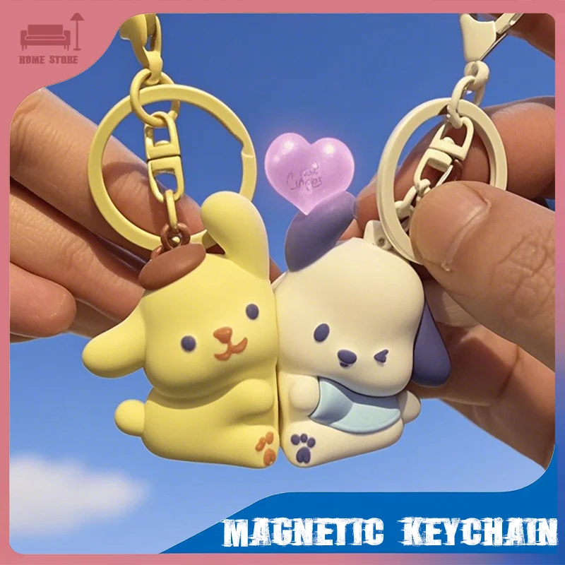 

1pair Sanrio Couple Magnetic Keychain Kuromi Cinamonroll Doll Car Pendant Creative Keychain Decoration Kids Gift Home Decoration