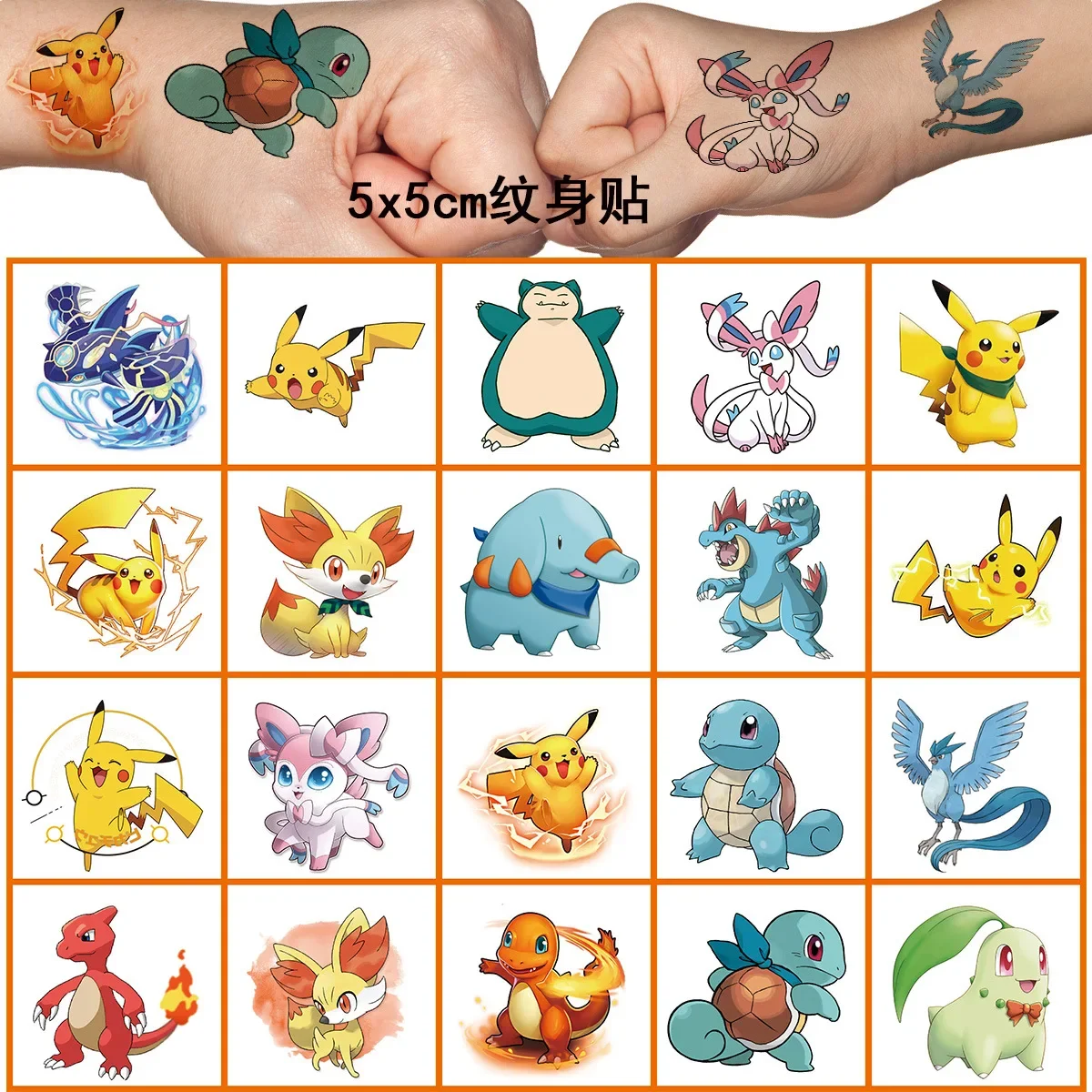 Pokemon Pikachu Tattoo Stickers Tattoo Sticker Water Transfer adesivi usa e getta Little Pokemon Pikachu Tattoo Stickers Gift