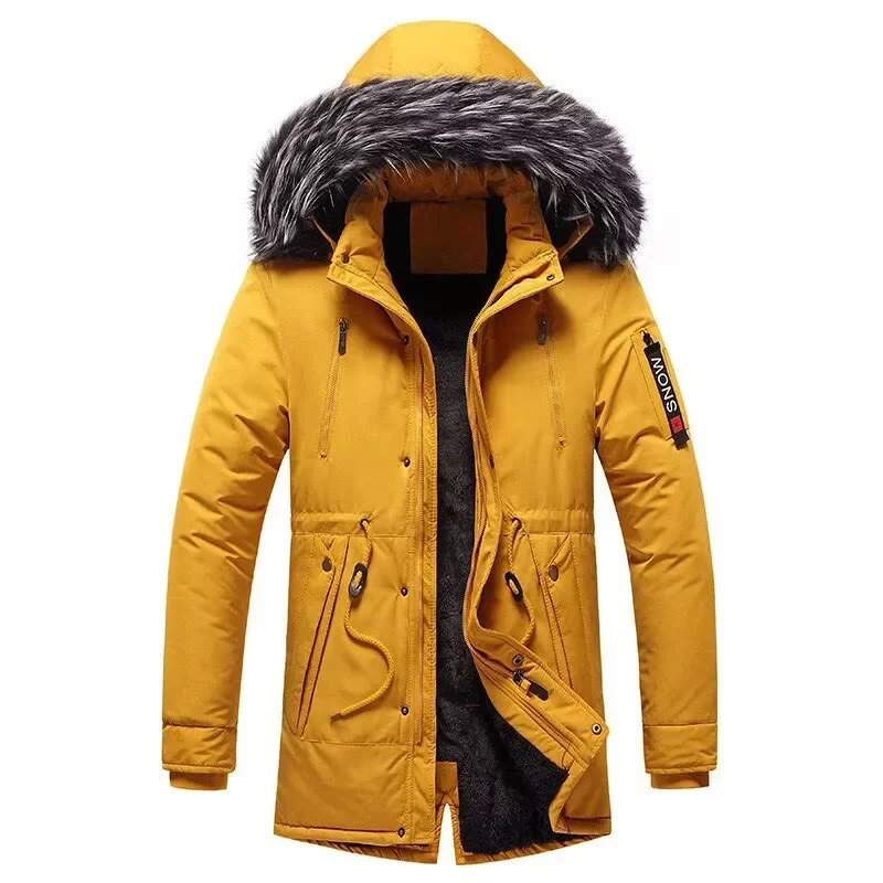 Winter New Fashion Men Soid Color Simple Casual Trendy Daily Hooded Parkas American European Style Male Jackets Coats Clothes