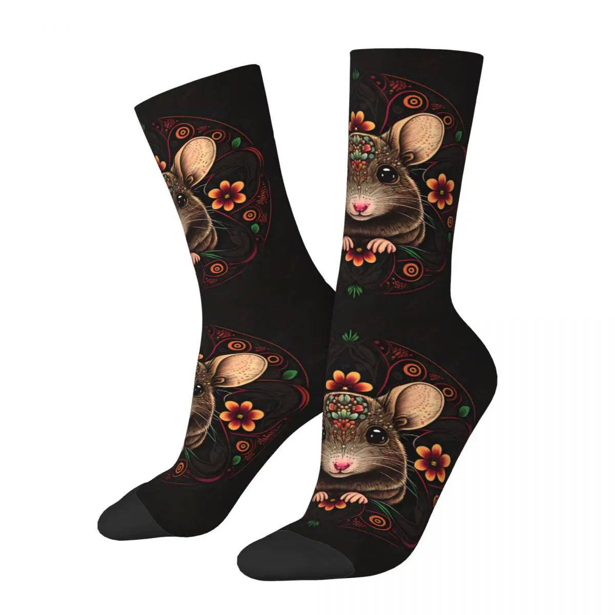 Mouse Hamster Mandala Unisex Winter Socks Hiking Happy Socks Street Style Crazy Sock