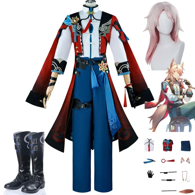 Аниме Jiao Qiu Honkai: Star Rail Косплей Костюм Игра Парик Хвост Униформа Пальто Плащ Обувь Взрослый мужчина Хэллоуин Рождественский костюм; 2'a,