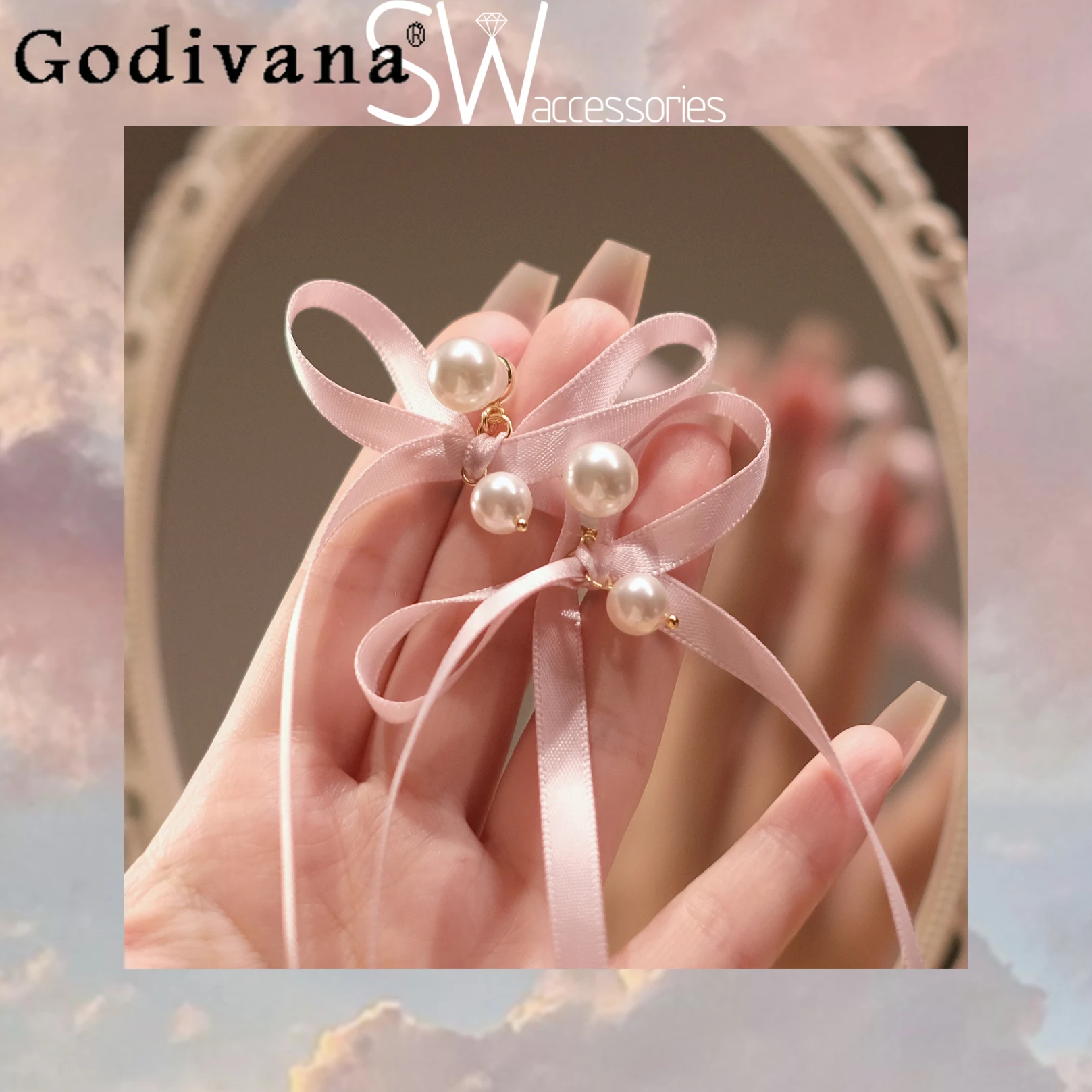 

Original Japanese Lolita Earrings Girly Sweet Cute Fashion Jk Pearl Butterfly Ribbon Ear Clip Women Elegant Kawaii Ear Studs