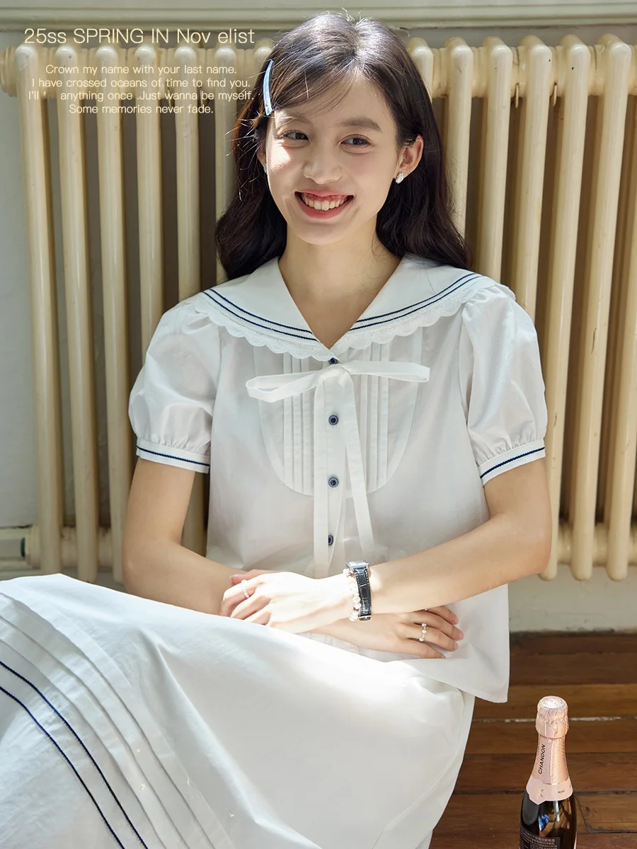 

Летний комплект из двух предметов: белая футболка с воротником-стойкой и юбка с высокой талией, для женщин 8-25 лет, смесь хлопка