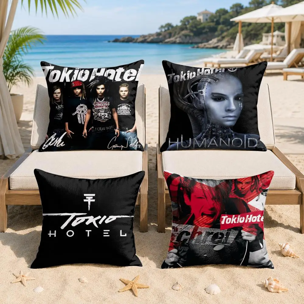 T-Tokio Hotel ROCK Band Cushion Cover Silky Short Plush Invisible Zipper Dustproof Sofa Pillow Case For Home Decor