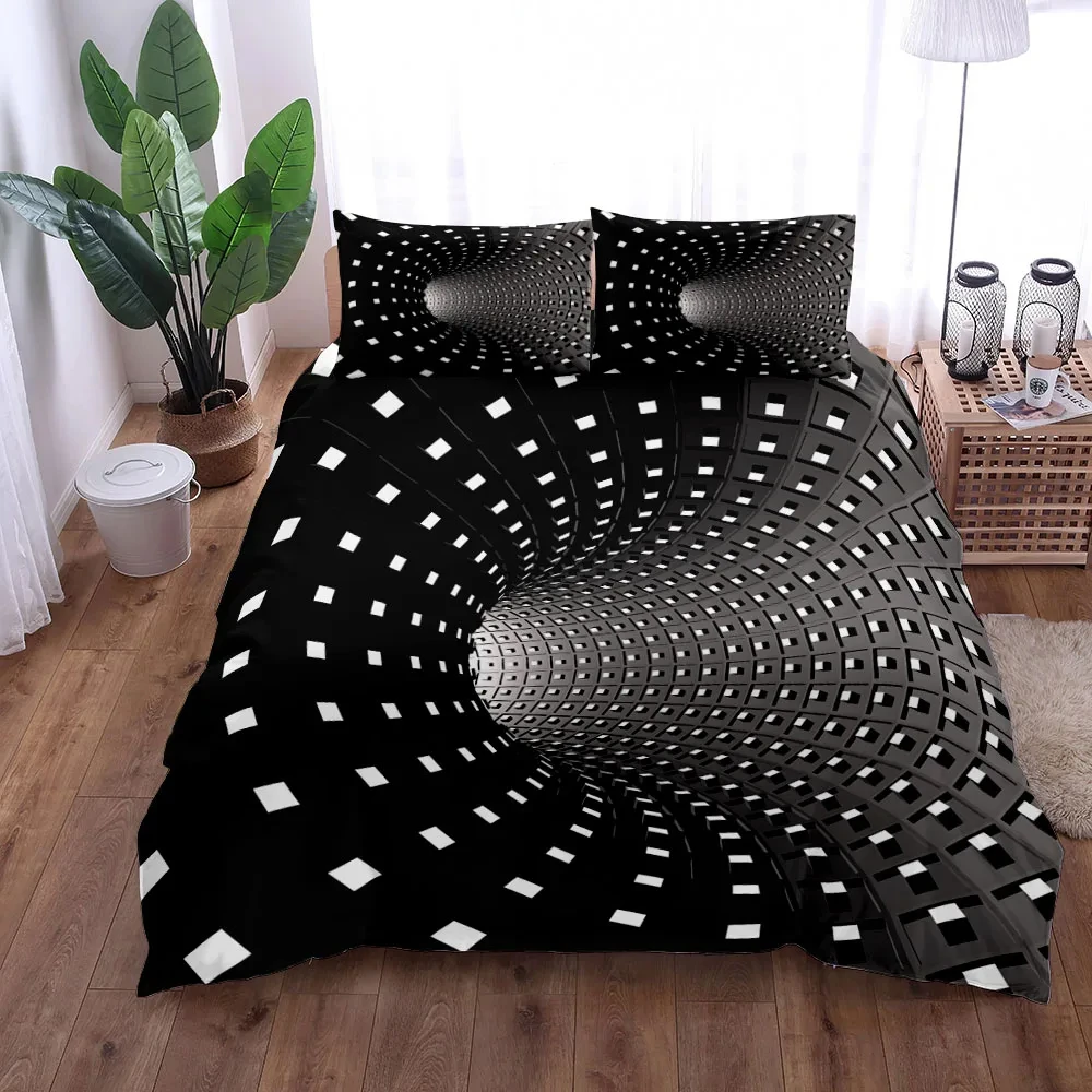 Imagem -03 - Magical Space Optical Art Conjunto de Cama para Adultos e Crianças Linho Fronha Colcha Solteiro Twin Duplo Queen Cama King Size