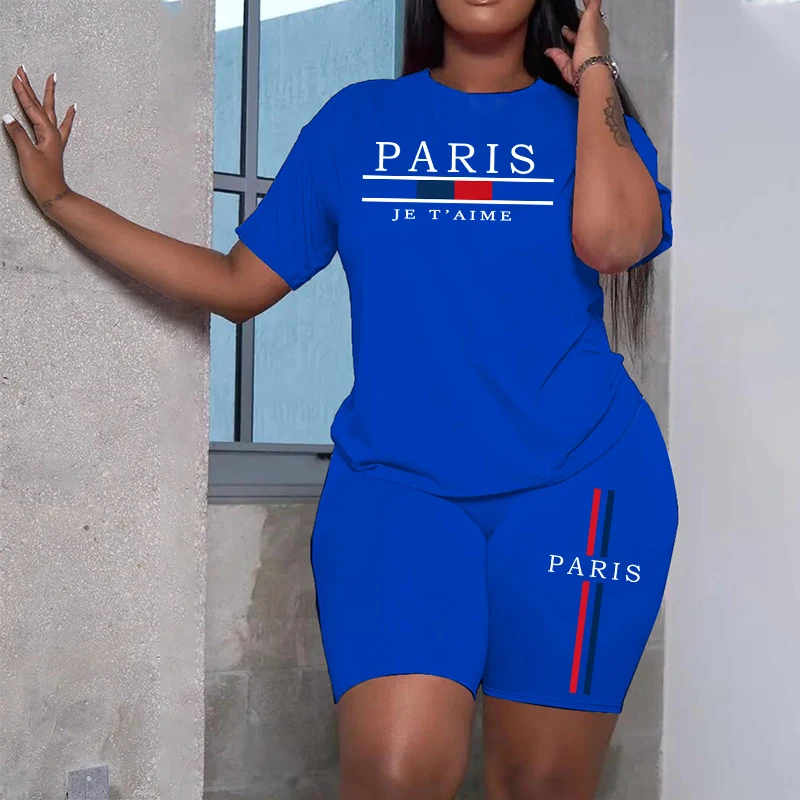 2025 Womens Outfits Fashion Casual Printing Short Sleeve+Shorts Suit Simplicity T-shirt Tracksuits Summer Daily Short Sets S-3XL image 4
