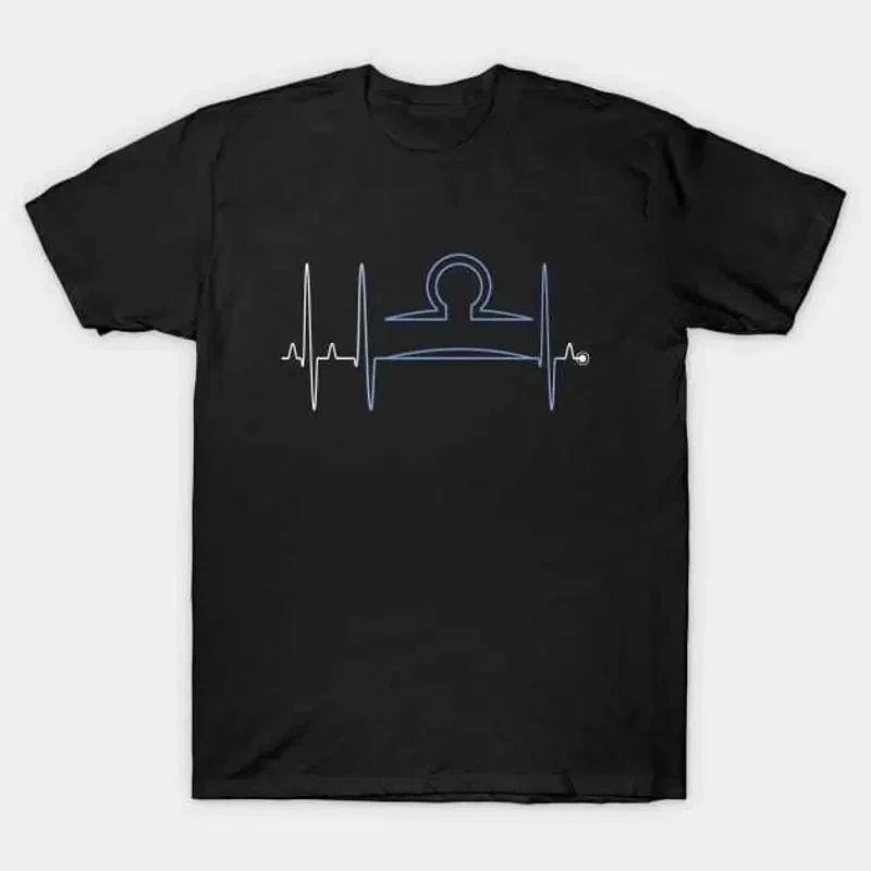 Libra Zodiac Sign Astrology Heartbeat September October Birthday ECG EKG Heart M T shirt