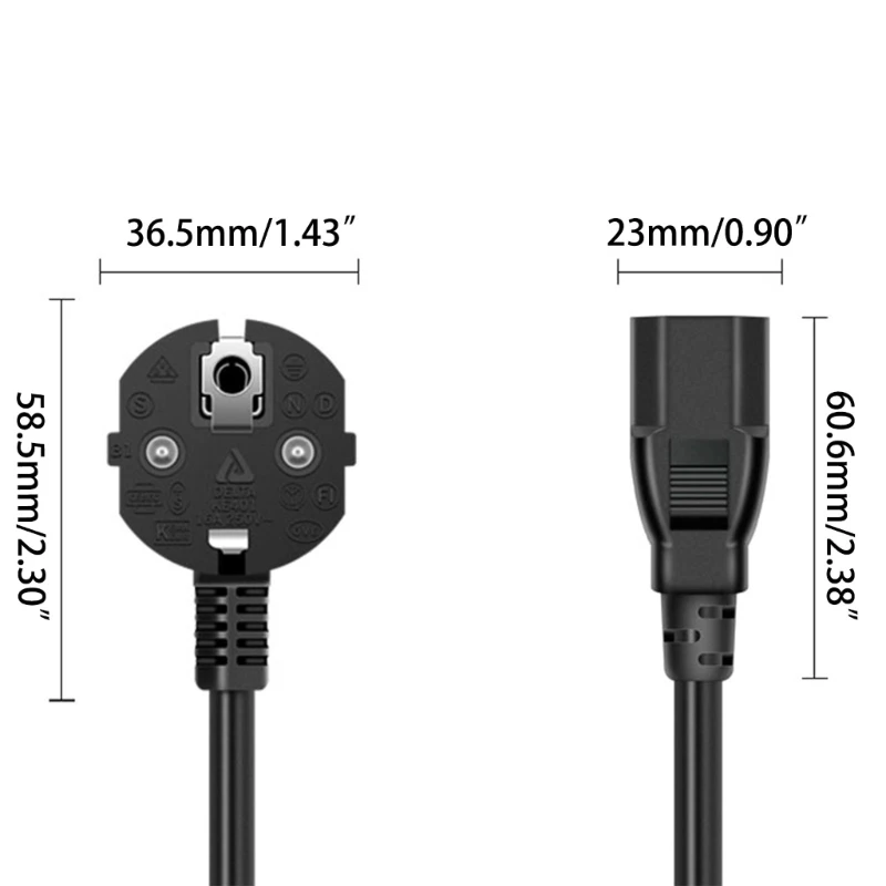 1M/1.5M/1.8M/3M Long Cable Plug Kettle Computer Power Supply Adapter for Printer M89B