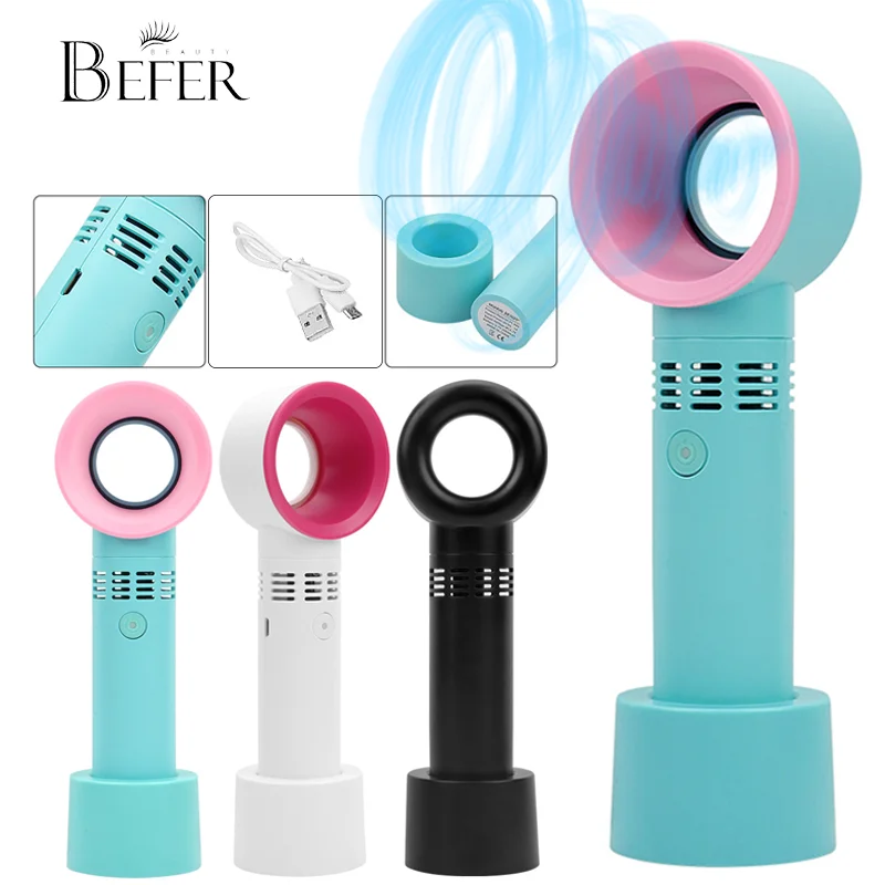 USB Portable Fan Bladeless Handheld Eyelash Fan Charging Eyelashes Fan Travel,Camping,Office use Beauty Makeup Tools Eyelash Fan