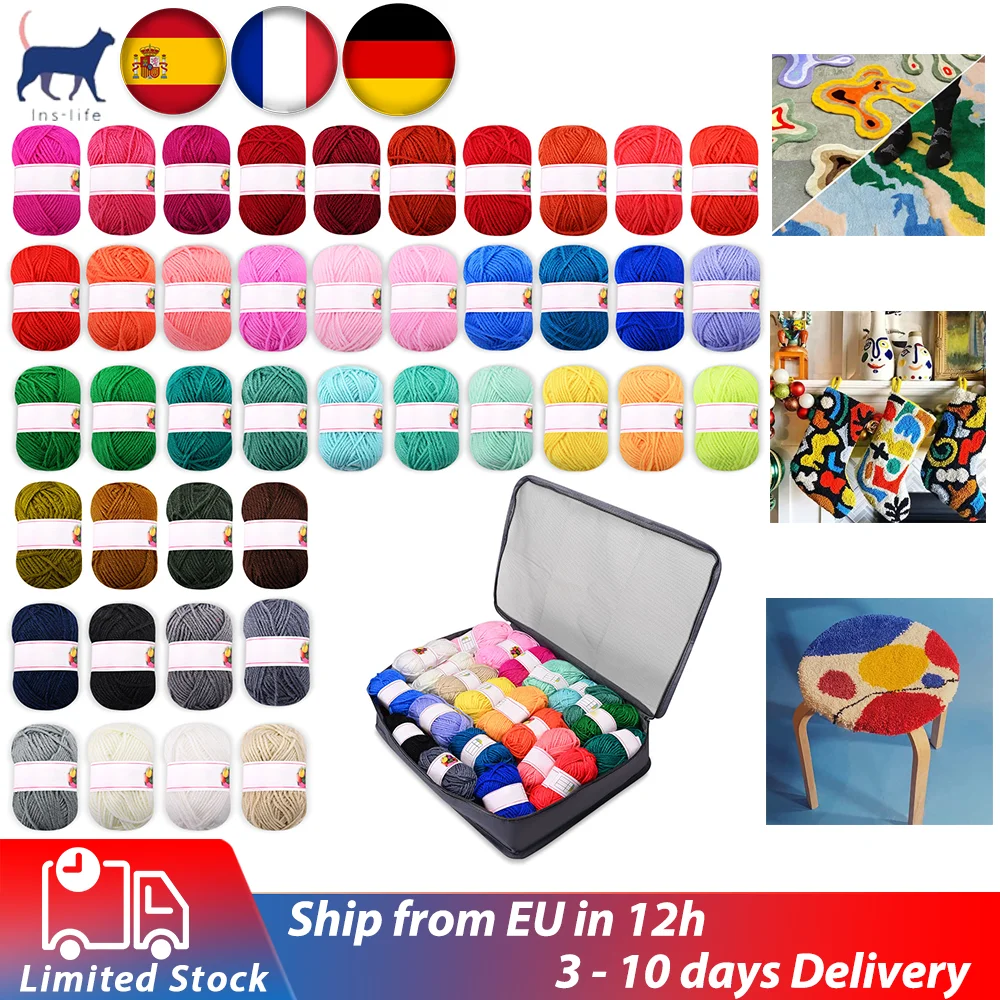 

42 Colors 4 Strands Of Yarn Each 42M 25G A Barrel Of Pure Color Tuft Yarn For Carpet Tufting Knitting Weaving Rug Yarn Gift Bag