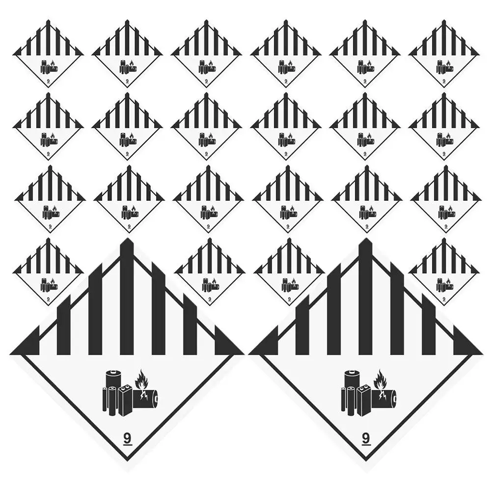 100 Pcs Labels Adhesive Writable Warning Stickers Hazardous Shipping Service Lithium Ion Caution Self