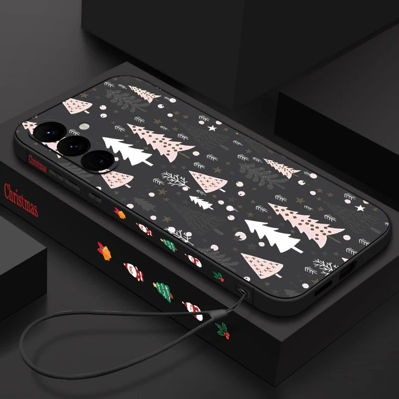 Christmas Tree Pattern Case For Samsung Galaxy A18 A57 A17 A56 A37 A16 A36 A55 A54 S26 S24 S23 Ultra S25 FE Lanyard Phone Cover