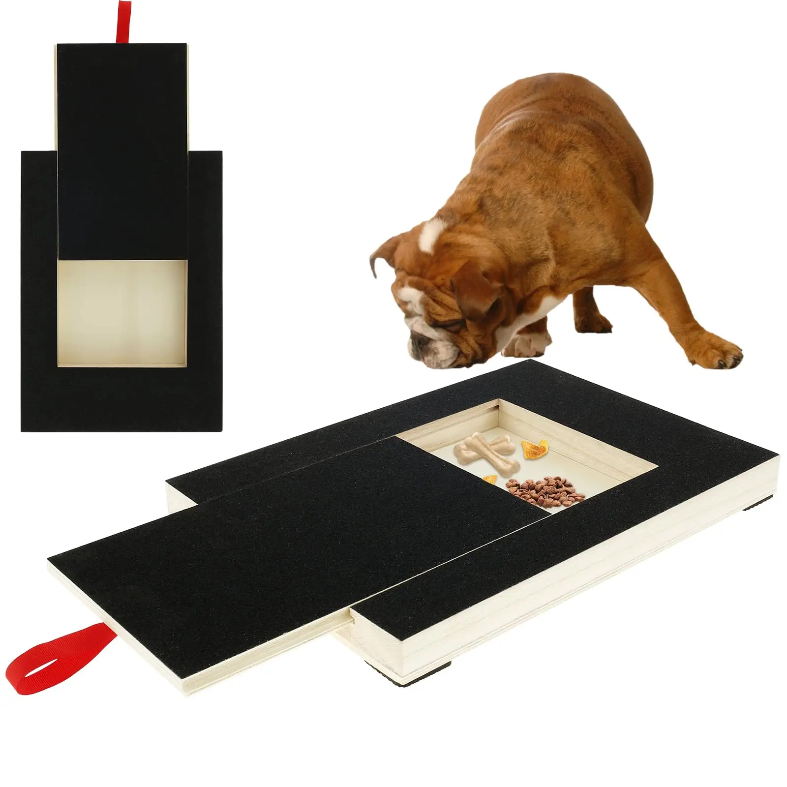 Hunde-Kratzbrett mit Snackbox, Holz Stressabbau-Kratzpad für Hunde und Katzen, Krallenfeile-Spielzeug für Hunde