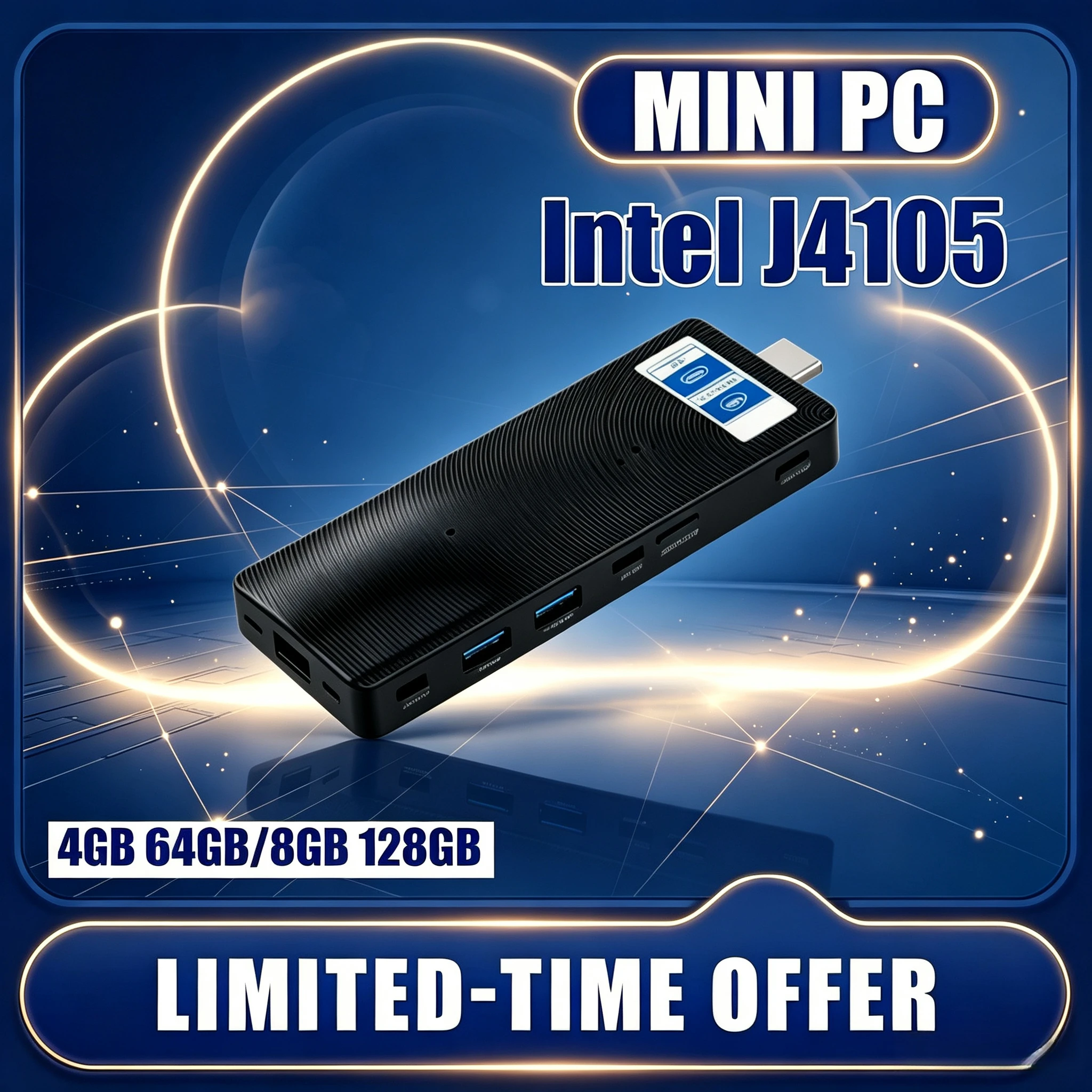 Mini PC Intel J4105 4K HDMI TV Stick PC Fanless WiFi5 4GB 64GB/8GB 128GB Laptop Desktop PC Mini Computers PC Stick