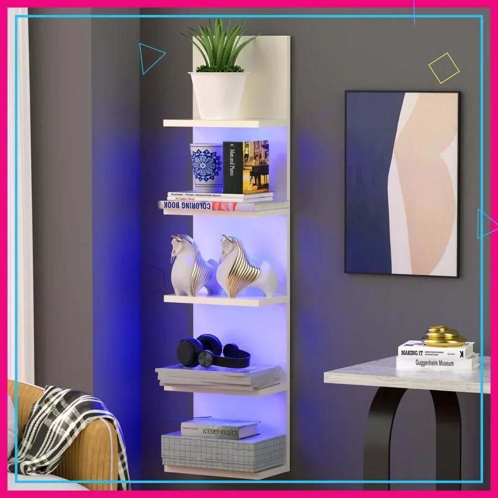 

Хит продаж: 5-уровневая настенная полка с LED-подсветкой и RGB-пультом, современный плавающий органайзер для хранения и декора дома, белый