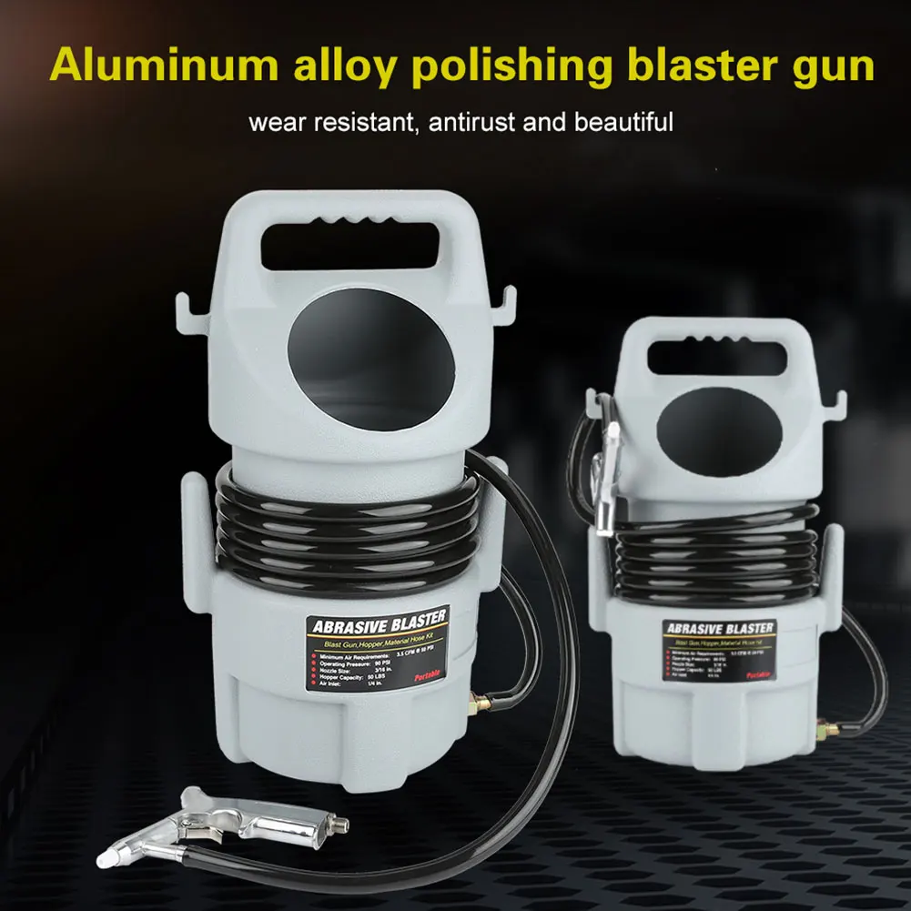 Portable Sand Blaster Kit, Portable Pneumatic Sand Blaster Kit Sandblasting Gun 15 ft Hose & 50 lb. Hopper