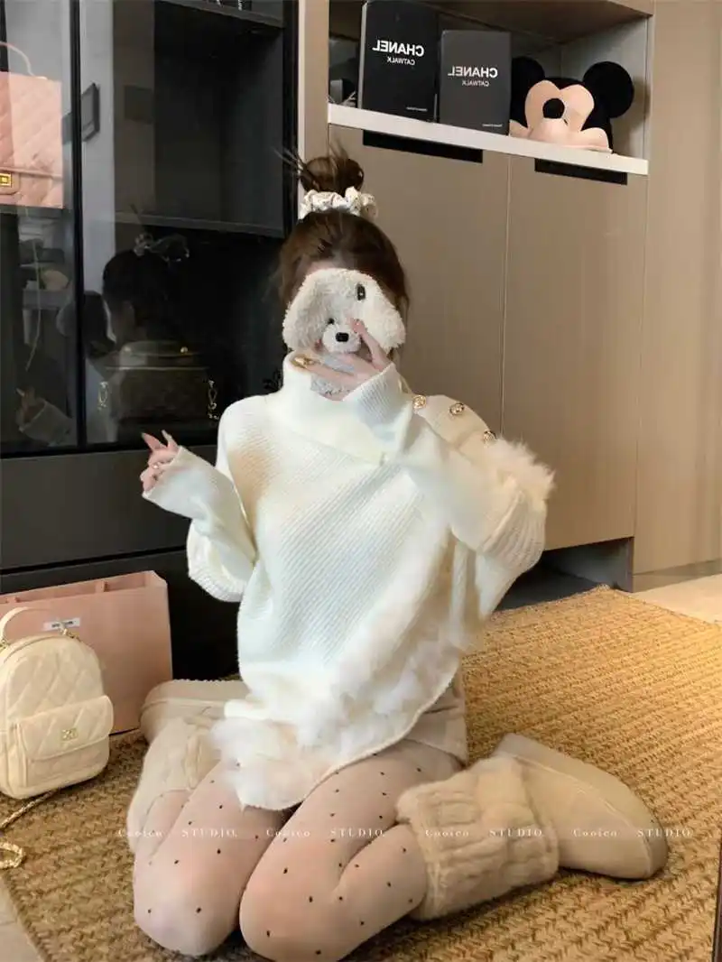 

Sweaters Jumpers Pullovers Womens Pullover Cute Cashmere Elastic Pattern Regular Solid Sea Tassel Daily Jacquard Outdoors Nature