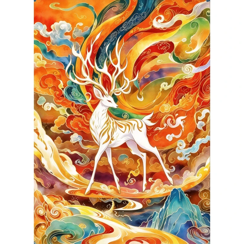 DIY 5D Diamond Painting, Divine Deer Cloud Art, Hobby Craft for Home Wall Decor, Ideal Gift for Art Lovers