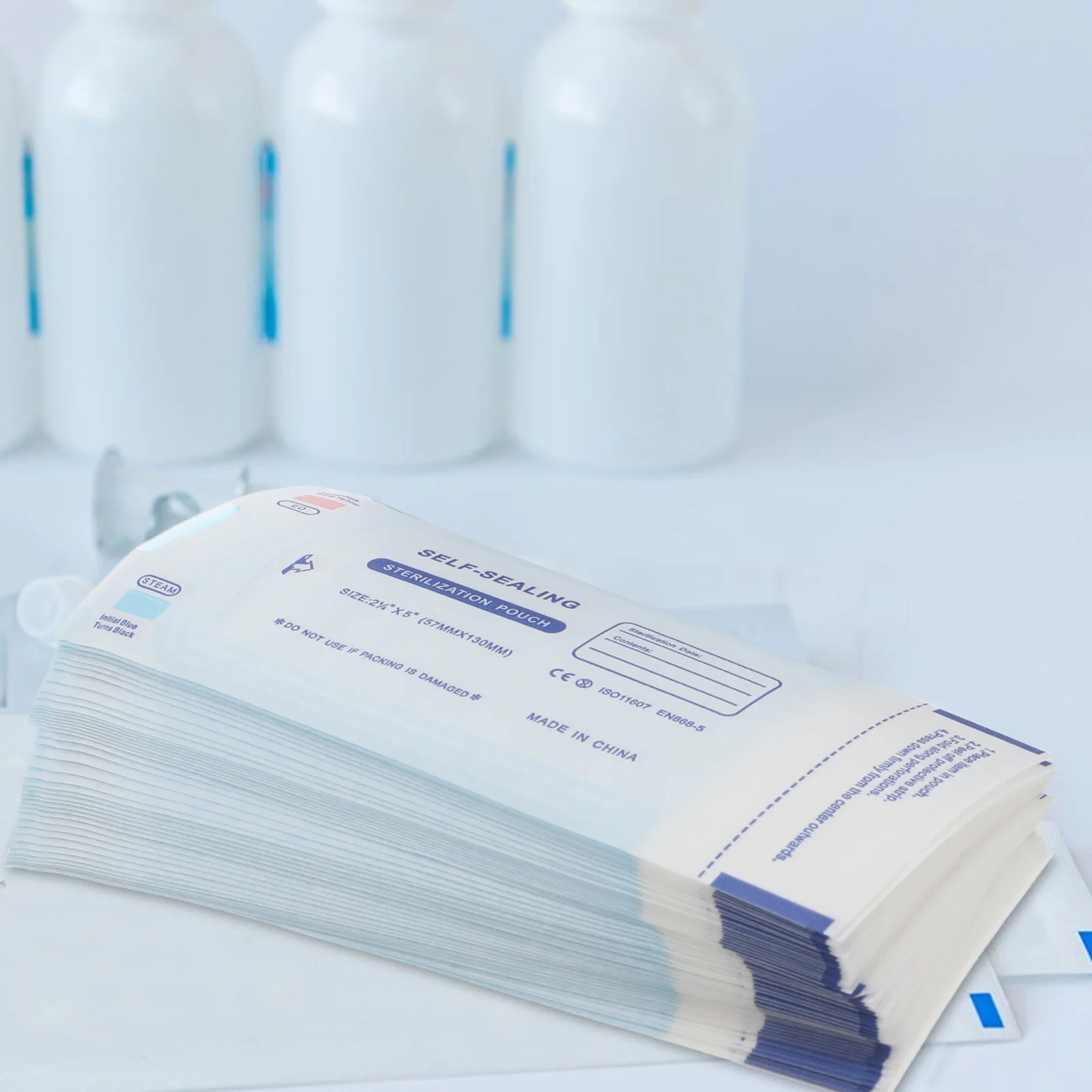 

200pcs Sterile Medical Packaging Bags 57mmx130mm Self Sealing Disposable Sterilizer Nail Tool Paper Bag Manicure Supply Clean
