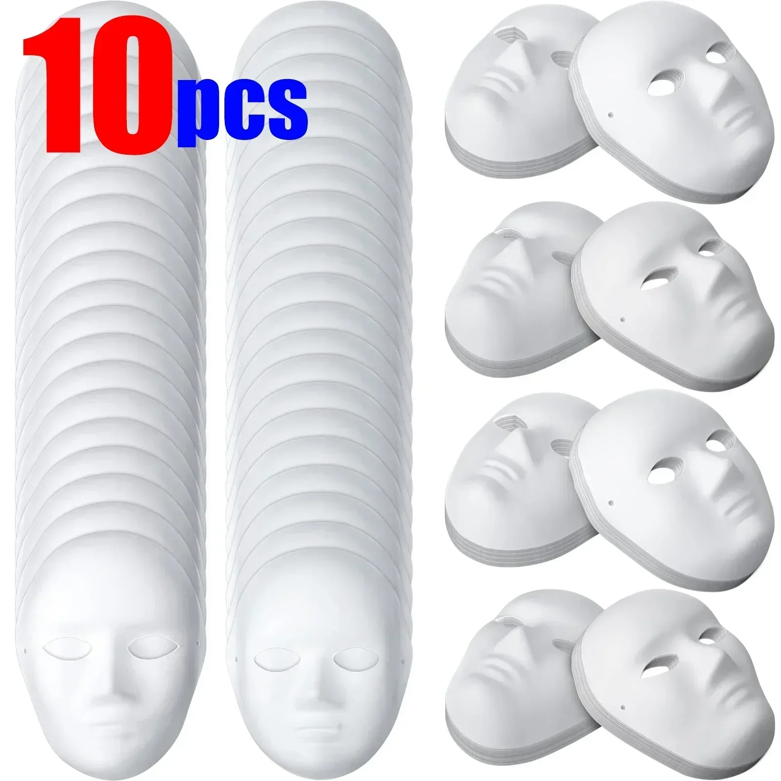 5/10PCS Creativity Street Plain Plastic Feminine Mask Horror Killer Halloween Costume Haunted Blank White Face Women Headgear