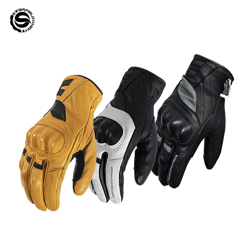 SFK Winter Warm Motorcycle Gloves Real Goat Leather Full Finger Guantes Wear-resistant Waterproof Riding Protection Touch Screen