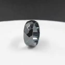 Natural Stone Hematite Faceted Rings 10mm Width Couple Jewelry Gift for Men and Women