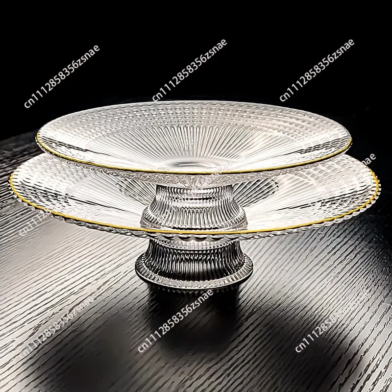 Crystal glass high-footed fruit plate commercial fruit plate light luxury high-end exquisite high-value KTV special advanced