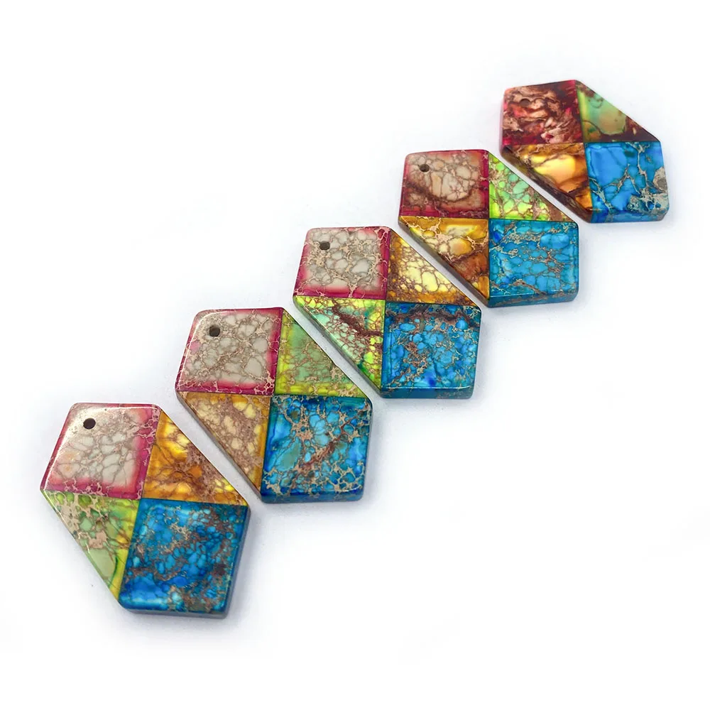 

Creative Natural Colorful Turquoise Patchwork Polygon Single-Hole Pendants Unique DIY Jewelry Making Supplies Necklaces Earrings