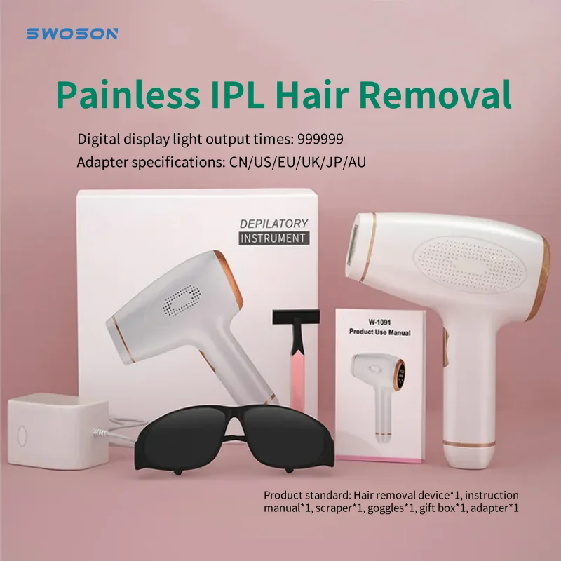 

Swoson 999999 Flashes IPL Laser Epilator for Women Home Use Devices Hair Removal Painless Electric Epilator Body Bikini