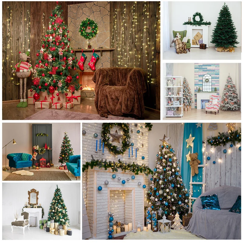 

SHUOZHIKE Christmas Theme Photography Background Fireplace Children Portrait Backdrops For Photo Studio Props YXSD-07