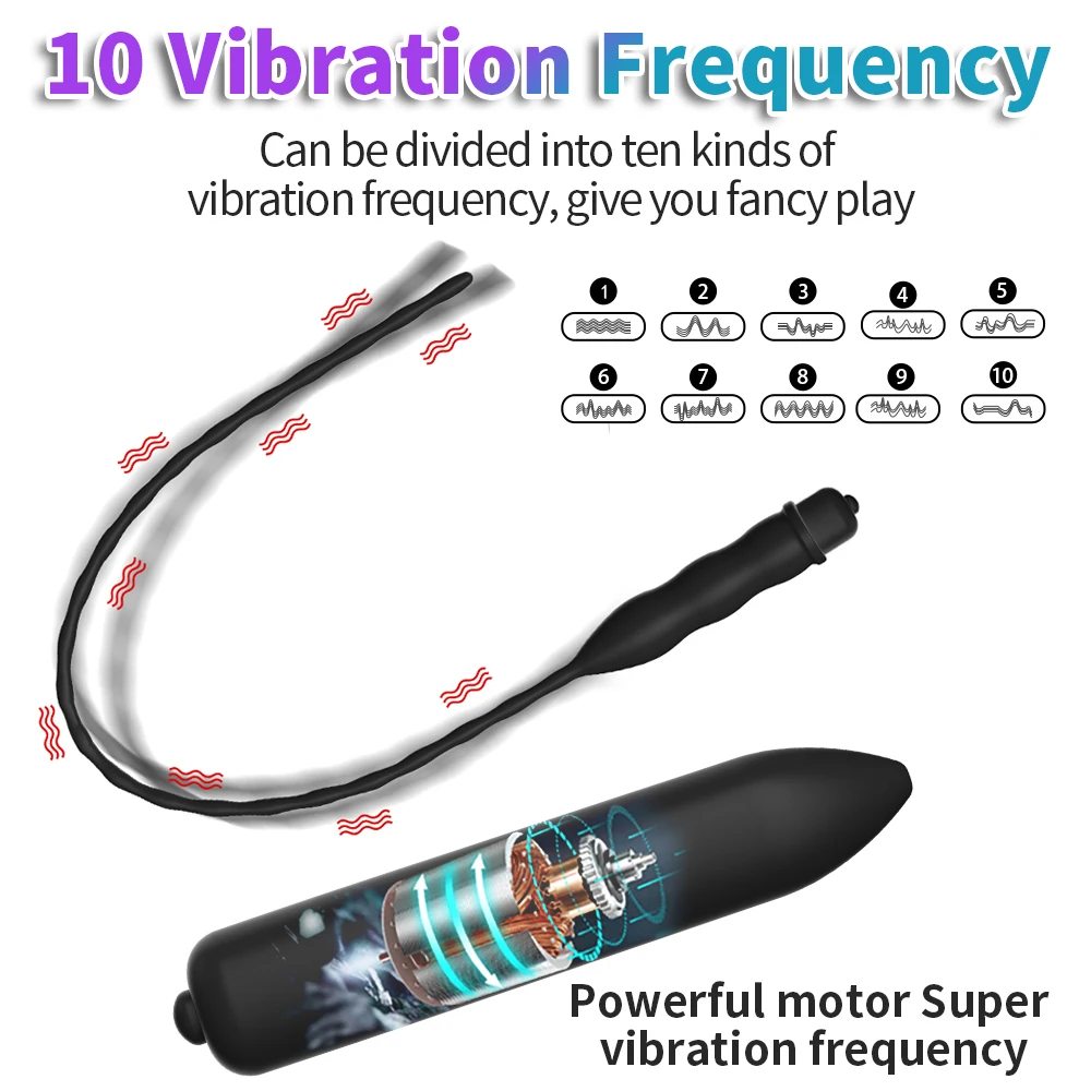 10 Frequency Urethral Vibrator Sound Catheter Penis Plug Sex Toys for Men masturbation Penis Insertion horse eye Urethra Dilator - Image 2