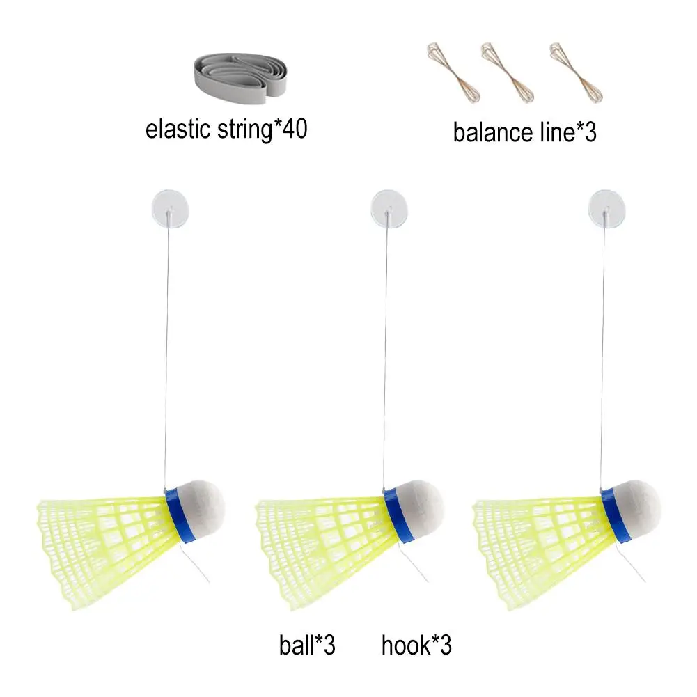 Solo Badminton Trainer Set 3 Elastic Balls with 40 Strings for Self Badminton Practice Training Tool for Adults Kids Beginners