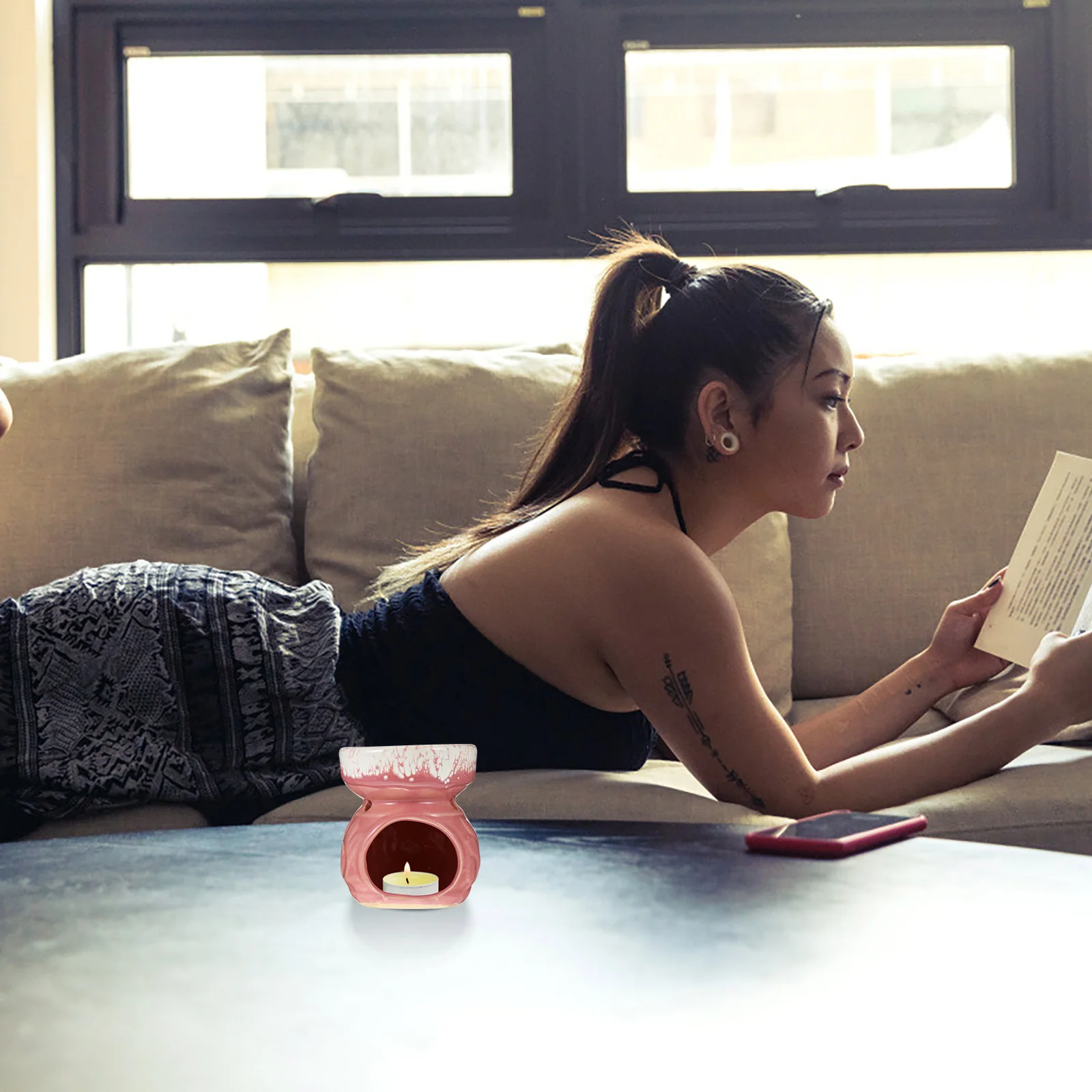 

1Pcs Ceramic Burner Incense Burner Traditional Handcrafted for Home Office Yoga Spa Meditation Table Decor