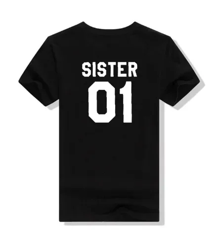 Sister 01 02 maglietta da donna con stampa di lettere manica corta O collo maglietta allentata degli amici maglietta estiva da donna top Camisetas Mujer